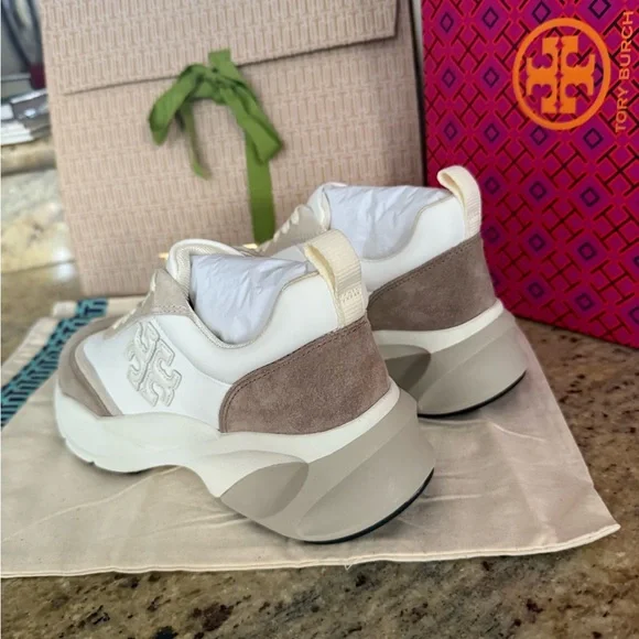 Tory Burch T Monogram Good Luck Trainer Lightweight Fashion Sneaker - Picture 4 of 10